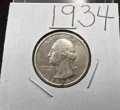 1934 P 25c Washington Silver Quarter XF EF Details Circ SKU#A