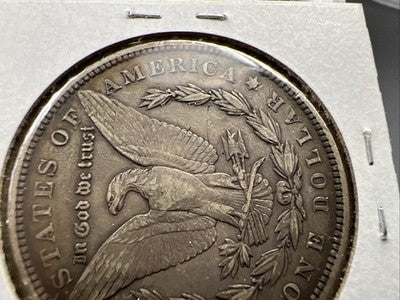 1891 P $1 Morgan Silver Dollar Coin VF Details "Lena" Carved