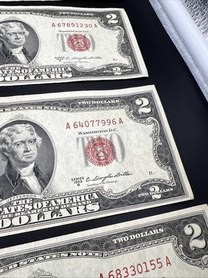 Lot of 5 1953 B $2 USN United States Notes CH VF Very Fine Circ #155