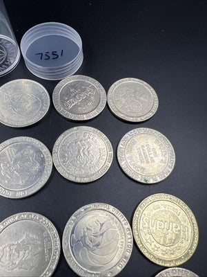 Lot of 20 $1 Casino Dollar Gaming Tokens Metal Circulated Conditions SKU#7551
