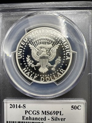 2014 S 50c Kennedy Enhanced Silver Half Dollar Coin PCGS MS69 PL #438