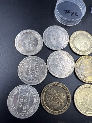 Lot of 20 $1 Casino Dollar Gaming Tokens Metal Circulated Conditions SKU#7542