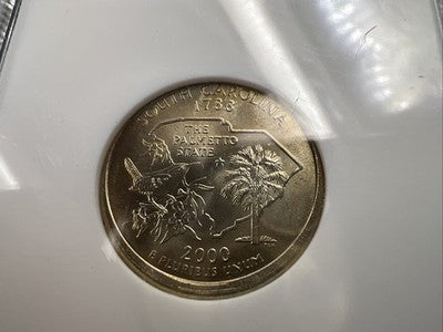 2000 P 25c South Carolina State Quarter Coin Partial Collar Error BU UNC