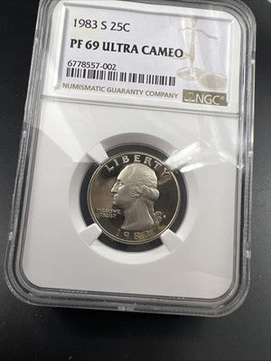 1983 S 25c Washington Proof Copper Nickel Clad Quarter Coin NGC PF69 UCAM #002