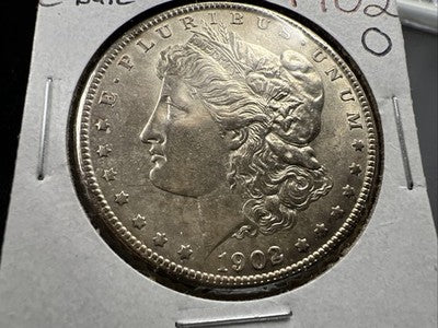 1902 O $1 Morgan Silver Dollar Coin Die Chip Error AU About UNC