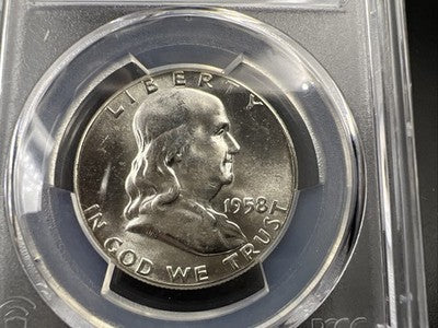 1958 P 50c Franklin Silver Half Dollar Coin PCGS MS64 CH BU Certified #89