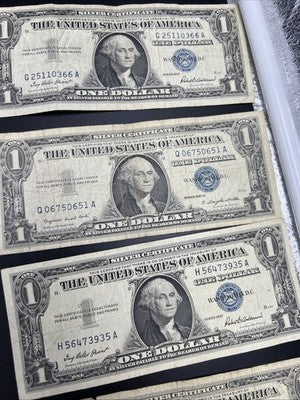 Lot of 10 1957 $1 One Dollar Silver Certificate Blue Seal Notes G / VG #138