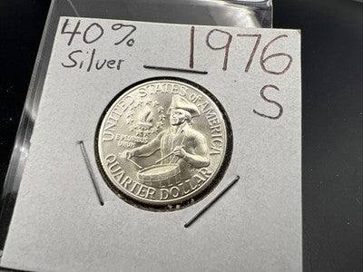 1976 S 25c Bicentennial 40% Silver Quarter Coin Gem BU UNC SKU#C