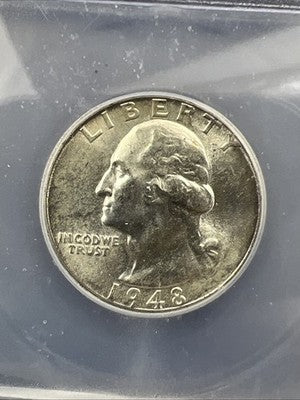 1948 P 25C Washington Quarter Silver Coin MS67 ICG #107 Some Toning