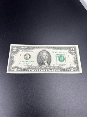 2017 A $2 Two Dollar Federal Reserve Note UNC Neat Serial #200