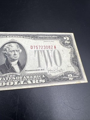 1928 F $2 USN United States Note Two Dollar Bill Red Seal VF Very Fine Circ #82