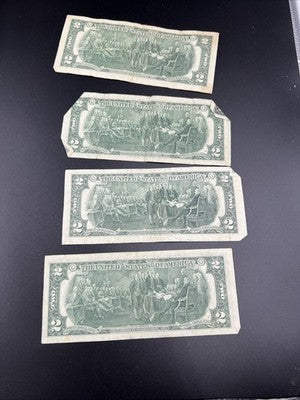 Lot of 4 Very Circ 1976 $2 FRN Federal Reserve Notes Neat Serial #s #44414499