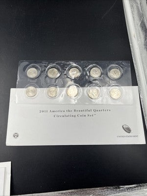 2011 P & D US Mint America the Beautiful Uncirculated 10 Coin ATB BU Quarter Set