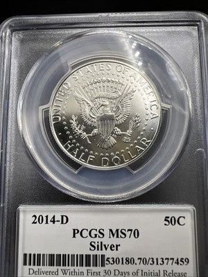 2014 D 50c Kennedy Silver Half Dollar Coin PCGS MS70 #495