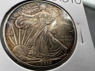 2010 1 Oz ASE American Silver Eagle Coin Neat Toning Toner