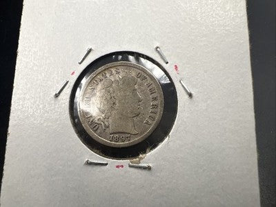 1897 10C Barber Silver Dime Coin VG Very Good Circ SK#a