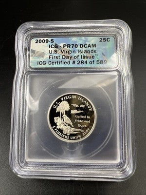 2009 S Virgin Islands Clad Quarter Gem Proof ANACS PR70 DCAM ICG #89