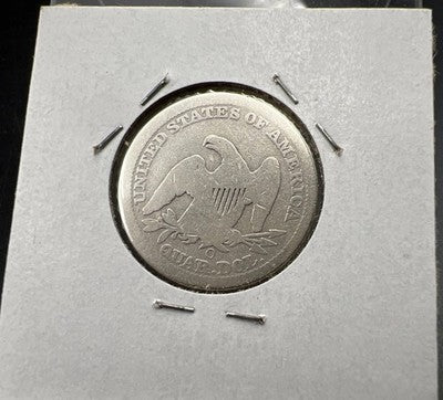1854 O 25c Liberty Seated Quarter Coin AG / G Details Cleaned