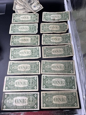 Lot of 19 Very Circulated 1957 1935 $1 US Silver Certificate Blue Seal Bills #62