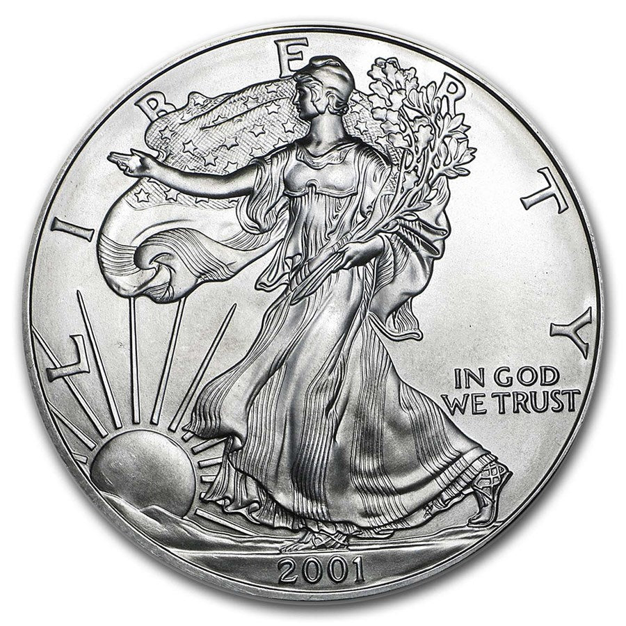 2001 $1 Silver Eagle 1 oz ASE American BU UNC Business Strike Single Coin