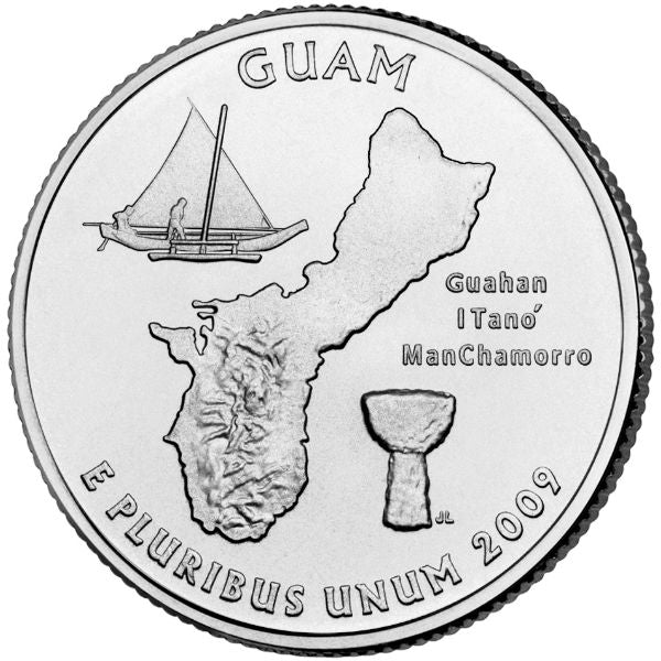 2009 P 25C Guam 40-Coin Roll Territory Territories ATB Clad Quarter 40 Coin Roll