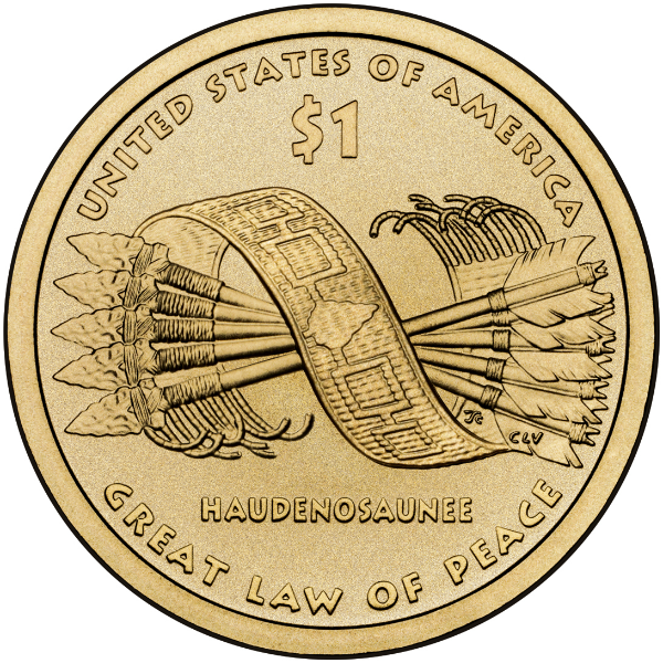 2010 P $1 Native American (Great Law) Brass "Golden" Dollar Coin