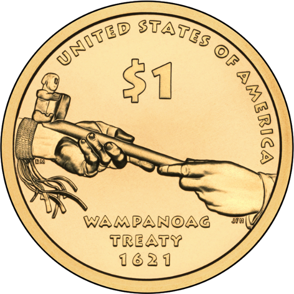 2011 S $1 Native American (Wampanoag Treaty) Proof Brass "Golden" Dollar Coin
