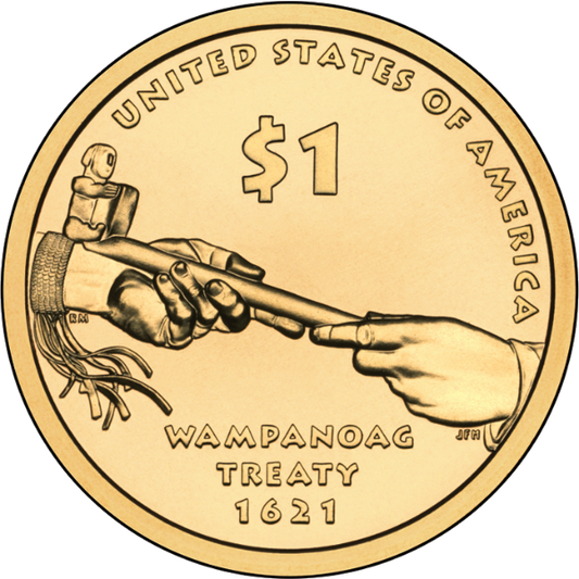 2011 S $1 Native American (Wampanoag Treaty) Proof Brass "Golden" Dollar Coin