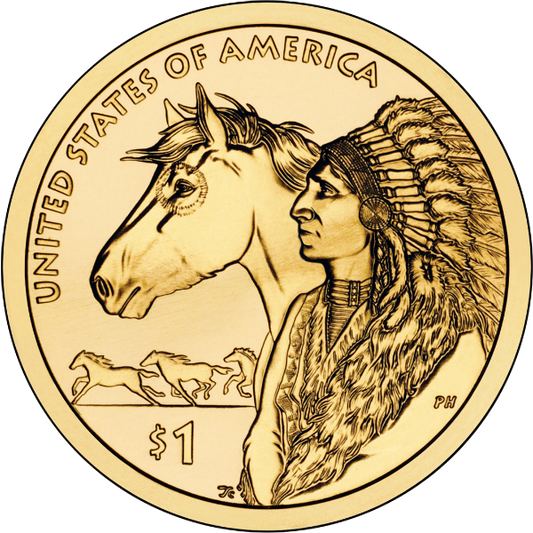 2012 S $1 Native American (Trade Routes) Proof Brass "Golden" Dollar Coin