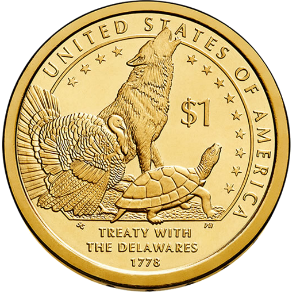 2013 S $1 Native American (Treaty w/the Delawares) Proof Brass "Golden" Dollar Coin
