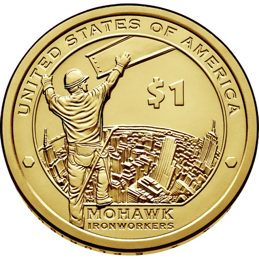 2015 S $1 Native American (Mohawk High Iron Workers) Proof Brass "Golden" Dollar Coin