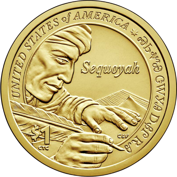 2017 D $1 Native American (Sequoyah) Golden Dollar Single Coin