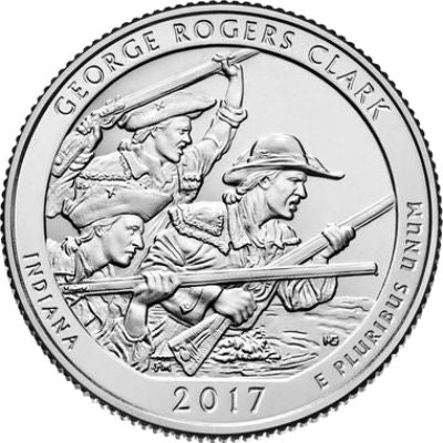 2017 D George Rogers Clark National Historical Park (Indiana) 40-Coin Roll  ATB America The Beautiful Quarter Coin BU