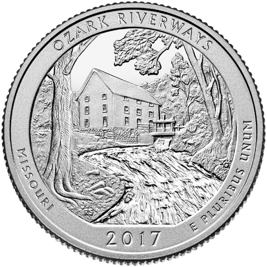 2017 D Ozark National Scenic Riverways (Missouri) 40-Coin Roll ATB America The Beautiful Quarter Single Coin BU