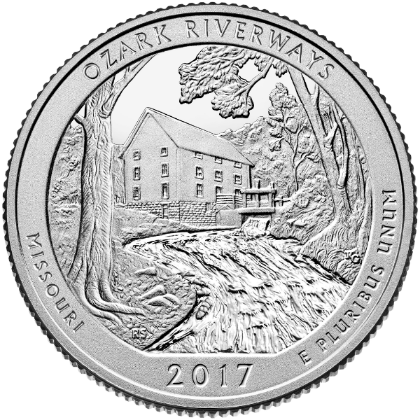 2017 P Ozark National Scenic Riverways (Missouri) 40-Coin Roll ATB America The Beautiful Quarter Single Coin BU