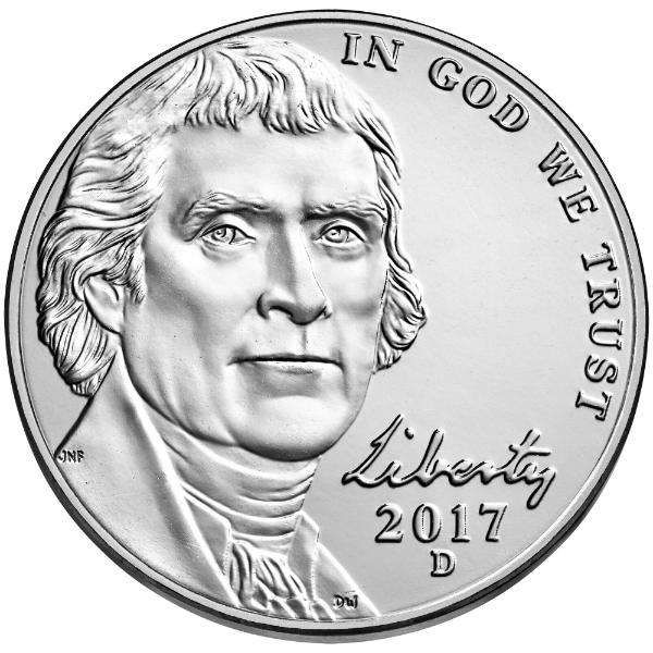 2017 D 5C Jefferson Nickel Single Coin BU