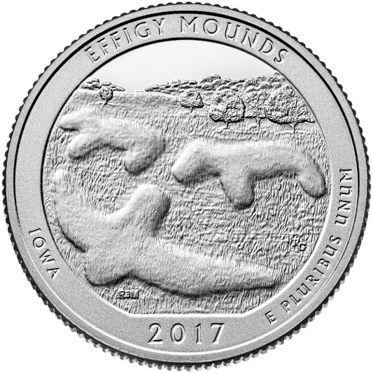 2017 P Effigy Mounds National Monument (Iowa) 40-Coin Roll ATB America The Beautiful Clad Quarter Coin bu