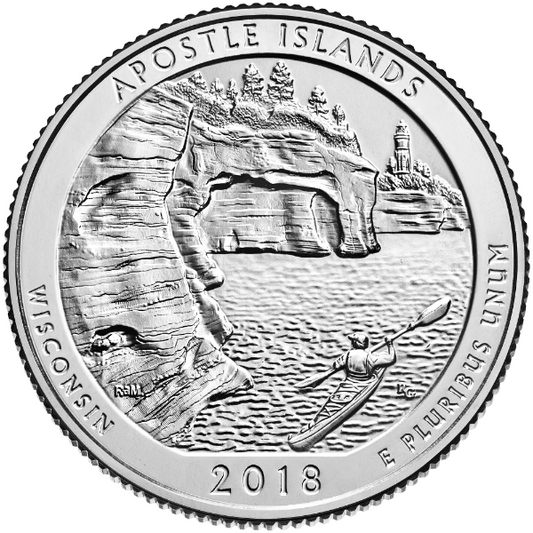 2018 P Apostle Islands National Lakeshore (Wisconsin) 40-Coin Roll ATB America The Beautiful Quarter Coin BU