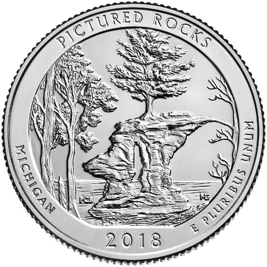 2018 D Pictured Rocks National Lakeshore (Michigan) 40-Coin Roll ATB America The Beautiful Quarter Single Coin BU