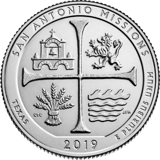 2019 D San Antonio Missions National Historical Park (Texas) 40-Coin Roll ATB America The Beautiful Coin BU