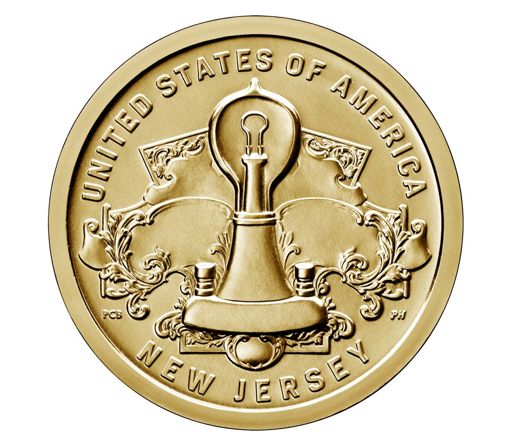 2019 P $1 American Innovation Dollar New Jersey Golden Dollar Single Coin
