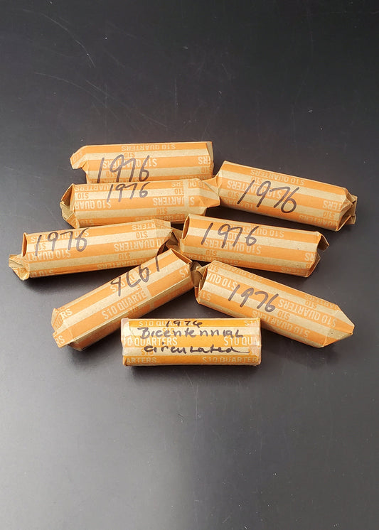 40 Coin 1976 25c Bicentennial Washington Quarter Roll Circulated