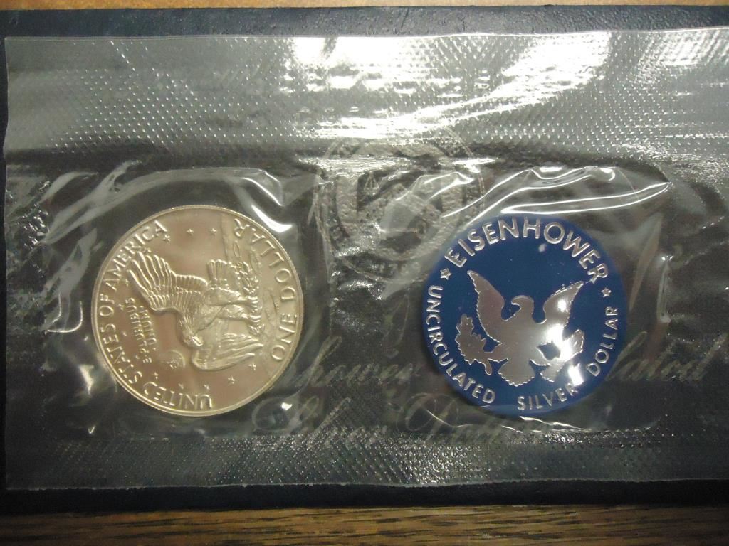 1973 S $1 Ike Eisenhower Dollar Coin BU Silver Clad (Blue Envelope)
