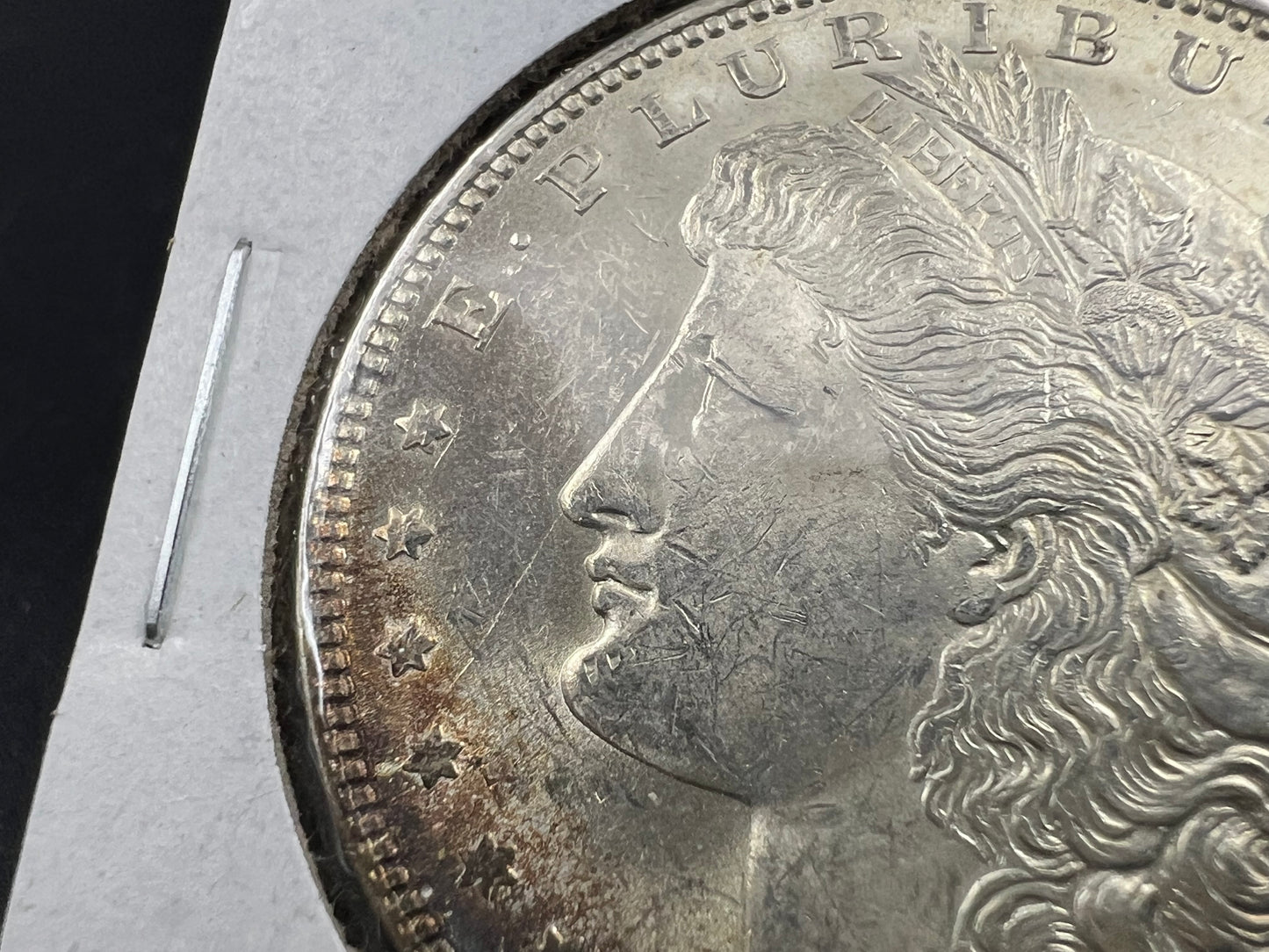 1921 P $1 Morgan Silver Dollar Coin Neat Toning Toner obverse CH BU