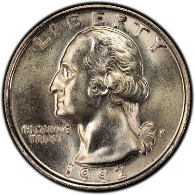 1992 P 25C Washington Quarter Single Coin BU UNC