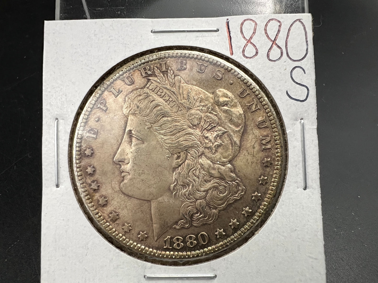1880 S $1 Morgan Silver Dollar Coin BU UNC Nice Toning Toner