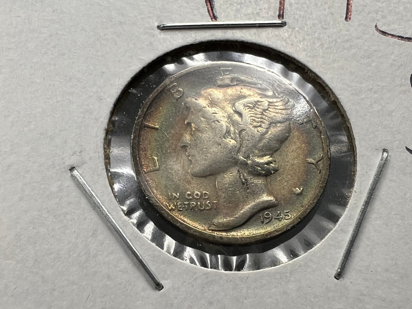 1945 S 10c Mercury Dime Coin XF / AU Neat Toning Toner #B