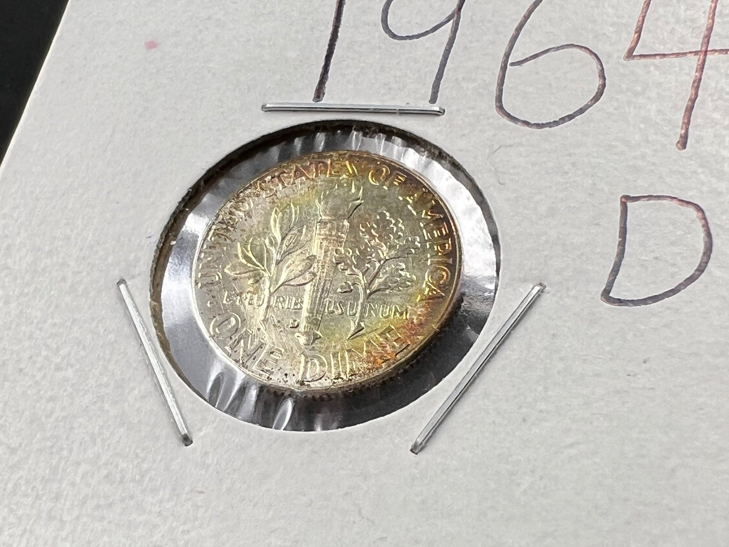 1964 D 10c Roosevelt Silver Dime Coin CH BU PQ Toning Toner #a