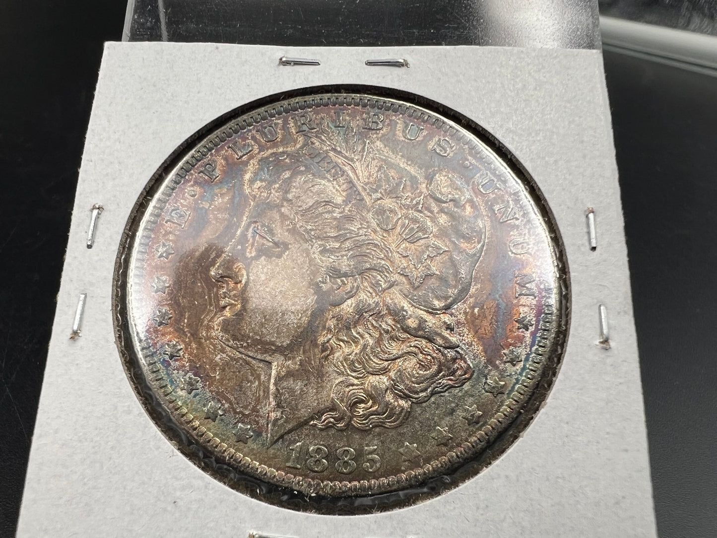 1885 O $1 Morgan Silver Dollar Coin PQ Toning Toner XF EF