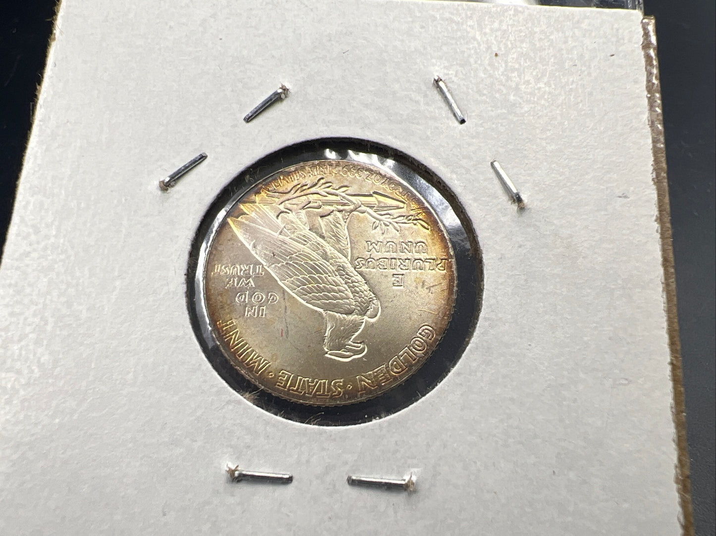 1/10 oz Silver American Recuse Indian / Eagle Tribute Round PQ Rainbow Toning Obverse